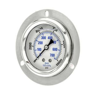 PIC GAUGES PRO-204L-254U Gauge,2.5&#034;,0/10,000psi,1/4&#034;CBM,FrntFlg