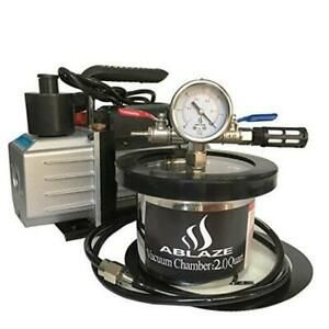 Stainless Steel Vacuum Degassing Chamber and 3 CFM Single Stage Pump 2 Quart
