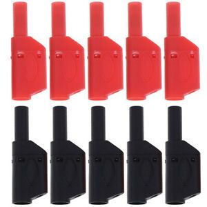 10Pcs Safety 4mm Male Stackable Banana Plug Connector Shrouded Fully Insula CAJQ