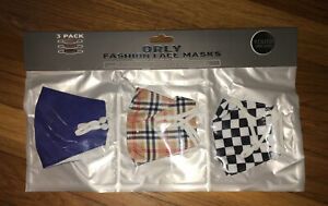 Kids Orly 3 FACE MASKS  Reusable Washable. Royal Blue,Black White Checked, PLAID