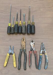 KLEIN TOOLS ELECTRICAL MIXED LOT SCREWDRIVER LINEMANS WIRE STRIPPER DIAGONAL