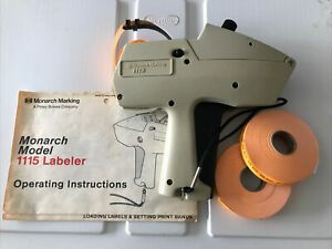Monarch Marking Pricing Gun 1115 Pitney Bowes 2 Line with 2 Rolls of Labels