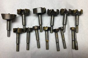 14 Vintage Forstner Drill Bit SET, West Germany, 1/4 to 2 1/8 inch. Nice Shape!