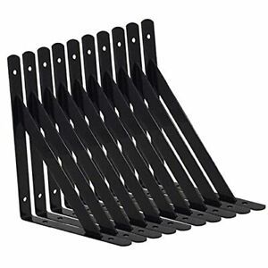 TLBTEK 10 PCS 12 inch Black L Shelf BracketsFloating Wall Angle Corner Shelf ...