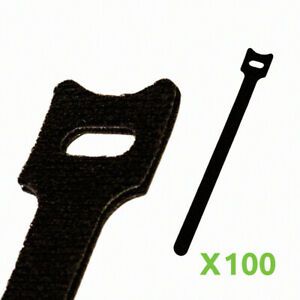 8 Inch Hook and Loop Reusable Strap Cable Cord Wire Ties 100 Pack Black