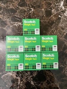 Brand New, Sealed Lot Of 7 Scotch 3M Magic Tape #810 Refills, 3/4 In x 1296 In