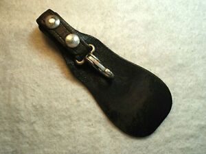 Vtg Tex Shoemaker Police Service Belt Black Leather Key Holder w Clip 88JS USA