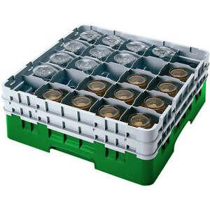 CAMBRO 25 COMP. GLASS RACK, FULL SIZE, 6-1/8&#034; H MAX. SHERWOOD GREEN 25S534-119
