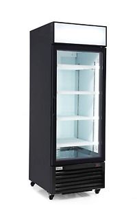 Commercial Grade Merchandiser Freezer | Black Coated Steel Cabinet | 1 Glass Doo