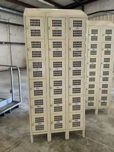 Lot of Two (2) National Cart Co. Employee storage Locker 18 doors school Gym