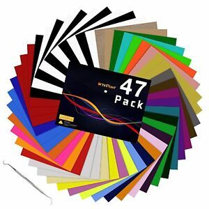 HTV Heat Transfer Vinyl Bundle: 47 Pack 12&#034; x 10&#034; Iron on Vinyl for T-Shirt, 33