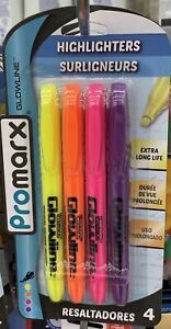 Promarx, Glowline,  assorted color, Highlighters, 4pk, NEW, FREE Shipping!