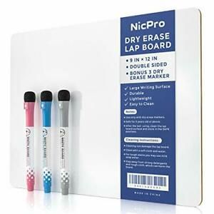 Nicpro 9 x 12 inches Lapboard Small Dry Erase Lap Board Double Sided with 3 Wate