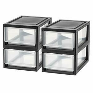 IRIS USA MSD-1 Compact Stacking Storage, 4-Organizer Unit, 6 Drawer Black