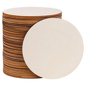 50 PCS 5 Inch Round Wood Discs for Crafts Blank Unfinished Wood Circle for Pa...
