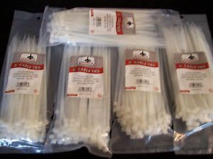 500 GOLIATH INDUSTRIAL 8&#034; NATURAL WIRE CABLE ZIP TIES NYLON TIE WRAPS WHOLESALE