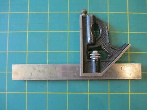 Vintage L.S.S. Starrett 6&#034; Adj.Square With Hardened No. 4 Blade and Scribe
