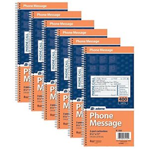 Adams Phone Message Book, Carbonless Duplicate, 5.50 x 11 Inches, 4 Sets per 400