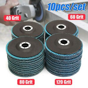10Pcs Angle Grinder Flap Disc Sanding Grinding Wheel 5&#039;&#039; 125mm 40 60 80