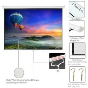 100&#034; 4:3 Projector Screen Pull Down Home HD 4K 3D Movie Conference Projection