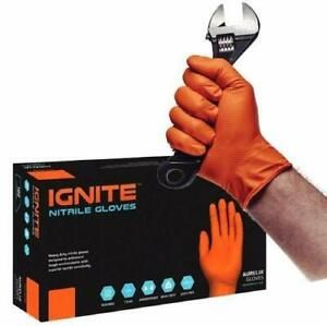 Aurelia IGNITE Orange Nitrile Disposable Glove 7mm Strong Powder Free Large x100