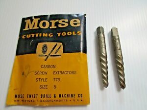 Lot of (2) Two Morse Screw Extractor No. 773  Size No. 5  Use 17/54&#034; Drill