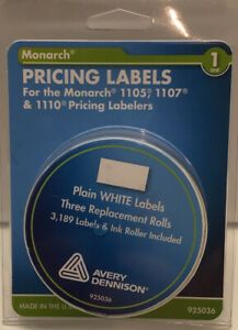 Monarch Pricing Labels for Model 1105/1107/1110 1- Line  White 1-Ink Roller