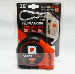 QUICKDRAW PRO Easy-Read Self Marking 25&#039; Foot Tape Measure w/Built in Pencil