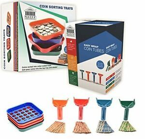 Nadex Sort and Wrap Set with 350 Coin Wrappers - 4 Easy Wrap Coin Tubes /Trays
