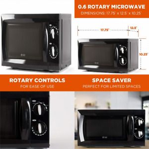 Commercial Chef Countertop Microwave Oven, 0.6 Cu. Ft, Ft., Black