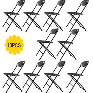 Set of 10 Folding Chairs Heavy Duty Steel Frame Plastic Commercial Wedding Party