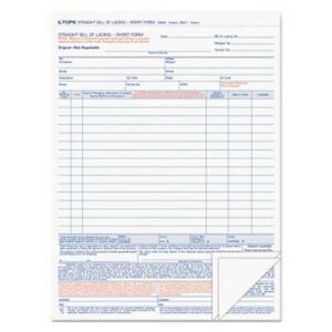 Tops Bill of Lading, 16-Line, 8-1/2 x 11, 3-Part Carbonless, 50 Forms (TOP3846)