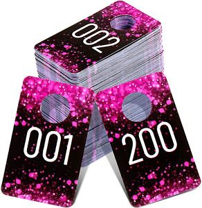 Live Plastic Number Tags, 001-200 Consecutive Number Normal and Reverse Mirror