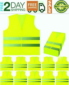 Paquete De 10, Chaleco De Seguridad Reflectante Amarillo De Alta Visibilidad