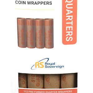 Royal Sovereign Preformed Coin Wrappers, 112 Quarter Coin Wrappers (FSW-112Q)...