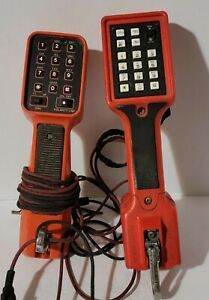AT&amp;T &amp; Harris  Line Tester Phone Orange Push Button Handsets Lineman&#039;s