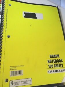 Norcom Graph Notebook  11&#034; x 9&#034; x 1/2&#034; Yellow Cover 4x4 Quad Ruled Less than 100
