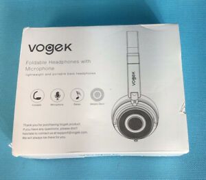 Wired Headphones With Microphone, Vogek HiFi Stereo Headset, Foldable Ear Blue