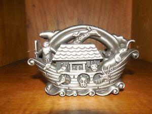 Noah&#039;s Ark ~ Business Card / Recipe Holder ~ Pewter ~ Mint