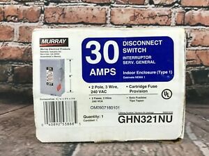 Murray GHN321NU Indoor Enclosure 30 Amp 2 Pole Fusible Safety Switch Disconnect
