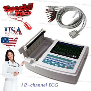 12-Channel ECG Machine 12-Lead Portable Electrocardiograph Interpretation CE FDA