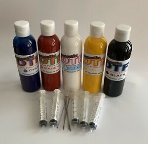 DTF Ink for DTF Printers,Epson Printer,               (5)- 200ml bottles CMYK+W