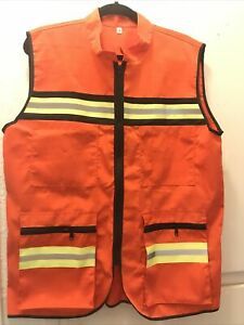 Reflective Safety Vest with pockets Orange Size Large
