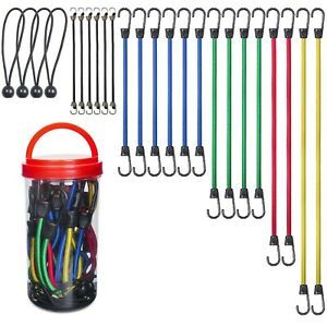 EFFICERE 24-Piece Premium Bungee Cord Assortment in Storage Jar - Includes 10...