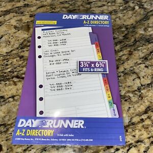 Day Runner A-Z Telephone Address Directory 6 ring, 14 tabs, 3 3/4 x 6 3/4 New