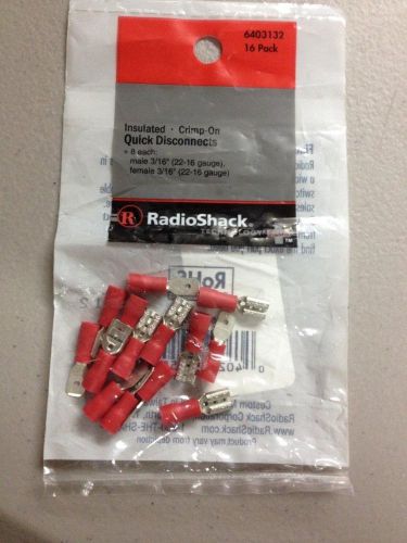 Radioshack® 3/16&#034; insulated quick disconnects (16-pack) for sale