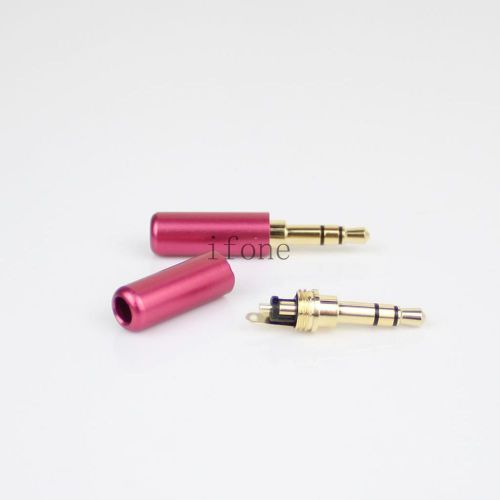 New 3.5mm 3 pole male repair headphone jack plug metal audio soldering red for sale