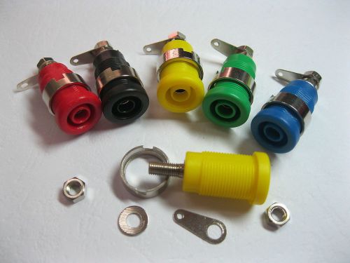 100 x binding post banana jack for 4mm safety protection plug 5 color with screw for sale