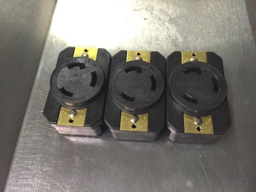 Marinco 306r twist lock receptacle 30a 250v 2 pole 3 wire lot of 3 new 8c073114 for sale