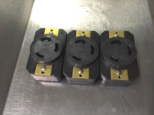 MARINCO 306R TWIST LOCK RECEPTACLE 30A 250V 2 POLE 3 WIRE LOT OF 3 NEW 8C073114